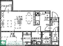 越谷市千間台東2丁目アパート 1LDKの間取図画像