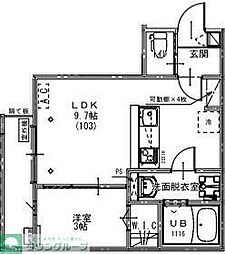 さいたま市見沼区大和田町1丁目アパート 1LDKの間取図画像