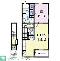 グラースアビタシオン2 1LDKの間取図画像