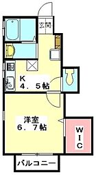 珠蕾 1Kの間取図画像