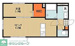 シュシュ越谷 1LDKの間取図画像