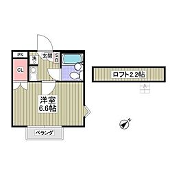 ヤングヒルズ越谷 1Kの間取図画像
