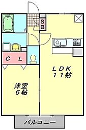 パルテール2 1LDKの間取図画像