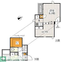 CB東川口ルノン 1Kの間取図画像