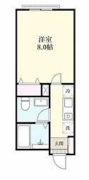ao北越谷 1Kの間取図画像