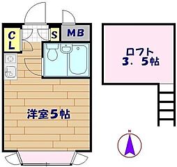 ベルシティ川口1 ワンルームの間取図画像