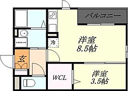 フェアリーフォレスト 1LDKの間取図画像