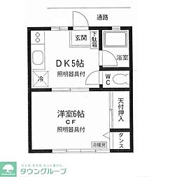 第12アオイビル 1DKの間取図画像