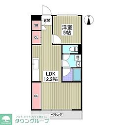 リバーサイド秀和 1Kの間取図画像