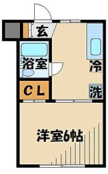 ＵＭＯＯＲＥ 2階1Kの間取り