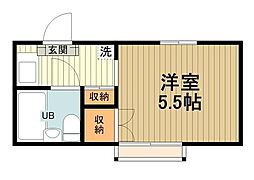 ルーブル子安 1階ワンルームの間取り