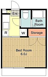 JR中央線 日野駅 徒歩16分の賃貸アパート 2階1Kの間取り