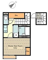 レオパレスパサージュII 2階1Kの間取り