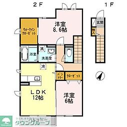 グラン・プレジール 2階2LDKの間取り
