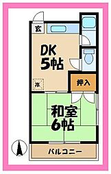 セカンドヴィラ 2階1DKの間取り