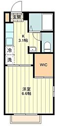 グランシャリオ 1階1Kの間取り