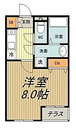 パークウエスト八王子 1階1Kの間取り