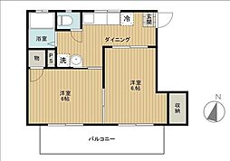 シティハイムフォーレストI 1階2Kの間取り