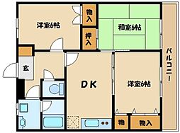 エクセル府中 3階3DKの間取り