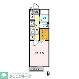 ドエルウエスト 1階1Kの間取り