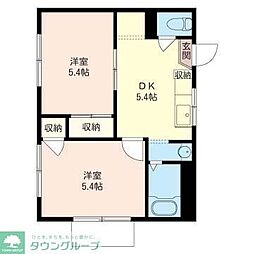 サンエクセル 1階2Kの間取り
