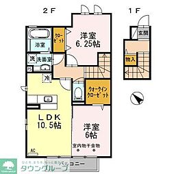 クレセント・Ｓ 2階2LDKの間取り