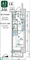 MAXIV八王子TRE 11階1Kの間取り