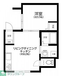国立テラス 1階1LDKの間取り