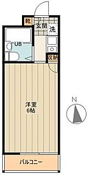 コアクレスト立川 3階ワンルームの間取り