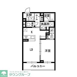 シャーメゾン国立ウエスト 1階1LDKの間取り