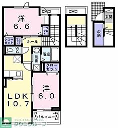 アイダッシュII 3階2LDKの間取り