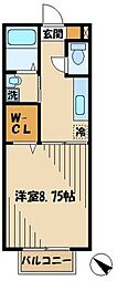 浅川木舎 2階1Kの間取り