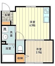 JR中央線 西八王子駅 徒歩4分の賃貸アパート 1階1DKの間取り