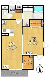 ＳＹハイアII 3階1LDKの間取り