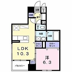 シュトラーレ　八日町 3階1LDKの間取り