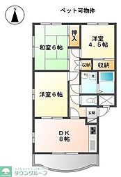 ガーデンコートソシア 1階3DKの間取り