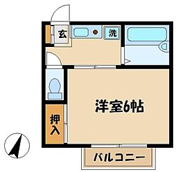 リエル大塚 2階1Kの間取り