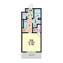 アグレアーブル 4階1Kの間取り