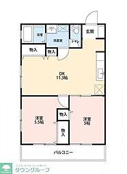 グランデージナカムラ 3階3DKの間取り