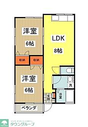 メジロハウス 1階2DKの間取り