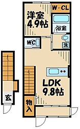 アルテサーノ 2階1LDKの間取り