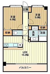ラフィネ立川 2LDKの間取図画像
