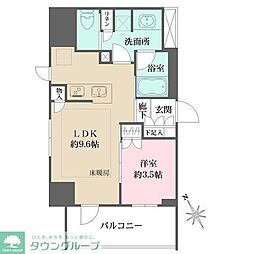 アウラ立川曙町 1LDKの間取図画像