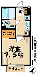 フローラ 1Kの間取図画像