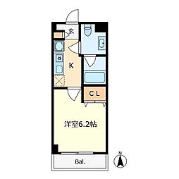 サンライズヴィラ国立 1Kの間取図画像