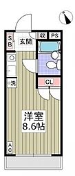 リュミエ堀之内 1Kの間取図画像