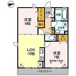 ローズガーデン府中 2LDKの間取図画像