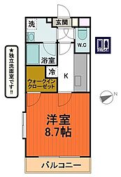 ボヌール 1Kの間取図画像