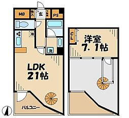 マリアージュ 1LDKの間取図画像