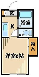ライブM2 1Kの間取図画像
